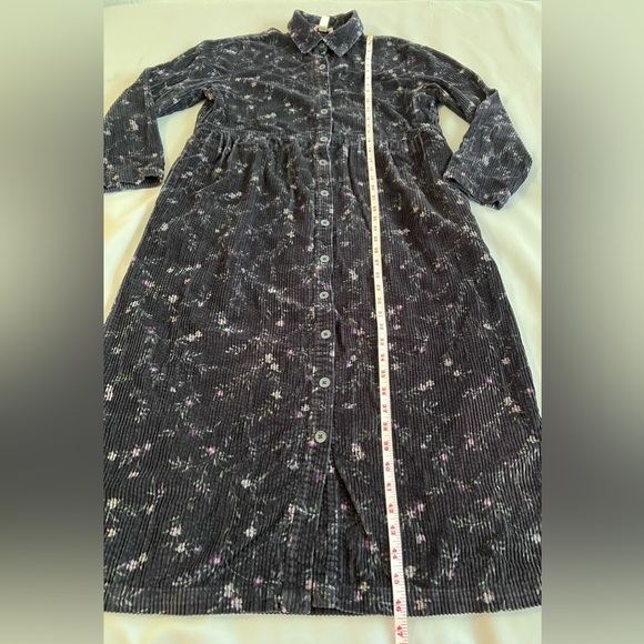 Talbots Black corduroy maxi/midi length dress long sleeve button up women 14P - Picture 4 of 10